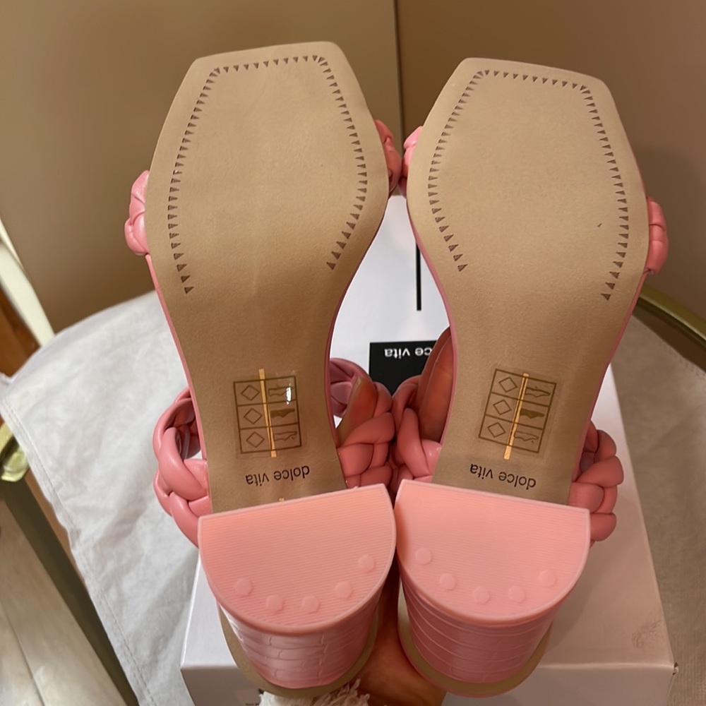 Dolce Vita Barbie Paily Braided Rose Pink Sandal Heels - Picture 7 of 8